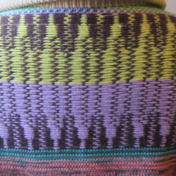 A. Peach Size Small Yellow Tan Corduroy and Multi Colored Sweater Shacket - Picture 9 of 14